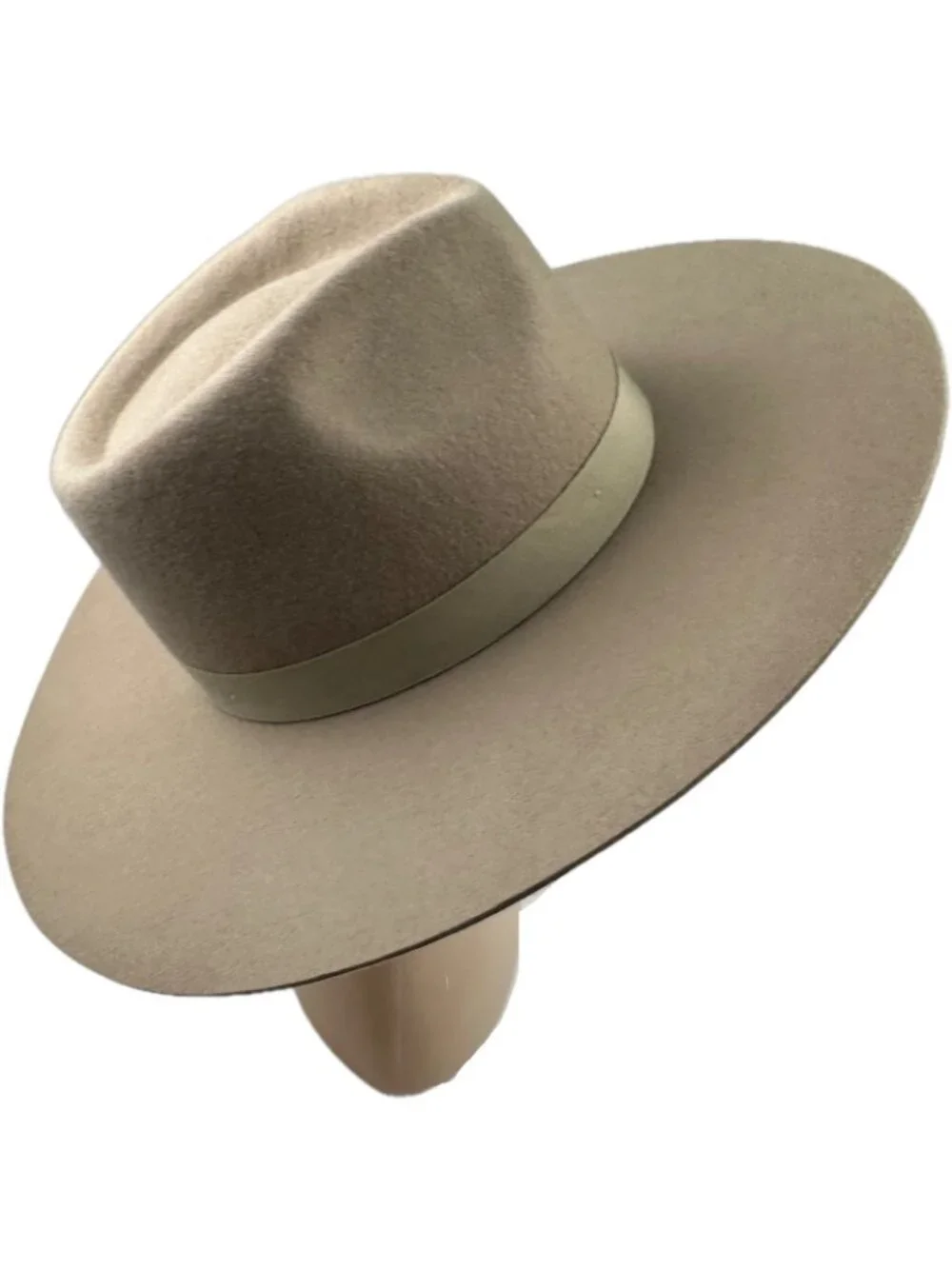 Shyanne Women's Wool Felt Fedora Wide Brim Hat Beige Khaki Western OS NWT